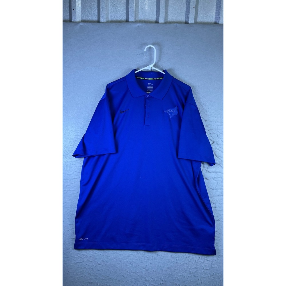 Nike Polo Shirt Mens XXL Blue Good Toronto Blue Jays MLB Dri-FIT Authentic
